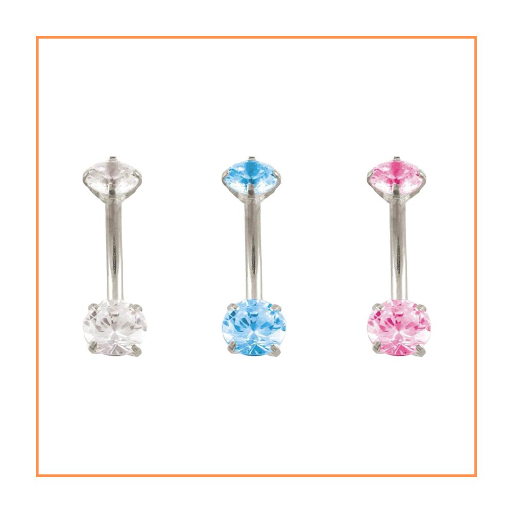 PIERCINGLINE Titanium navelclicker boog met 5 kristallen PIERCINGLINE Titanium navelclicker boog met 5 kristallen